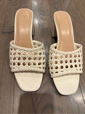 JF White Braided Slide Mules size 8